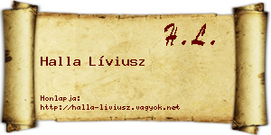 Halla Líviusz névjegykártya